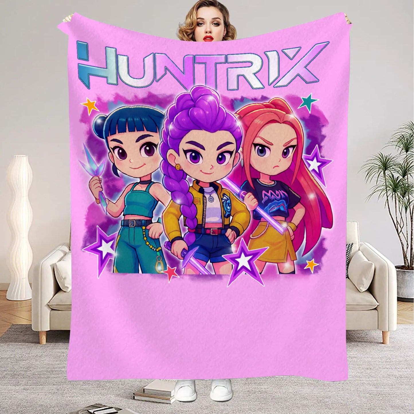 kpop Demon Hunters Huntrix Cobertores Qualidade Macio Quente Manta Cobertor Inverno Crianças Sofá Cama Fofo Colcha