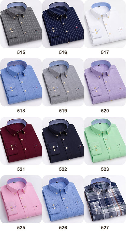 over size 7XL100%Cotton Oxford long-sleeve shirts for men slim fit formal plain shirt office white clothes elegant business tops