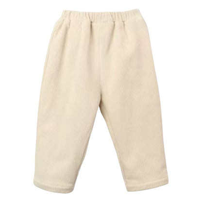 Baby Kids Corduroy Pants Children Fleece-Lined Thermal Winter Warm Straight Leg Casual Trousers for Boys Girls Clothing