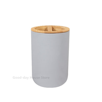 1x Acessórios de Banheiro Saboneteira Garrafa para Louça Lixeira de Banheiro Porta-Escova de Dentes Copo Suporte para Loção Escova Sanitária