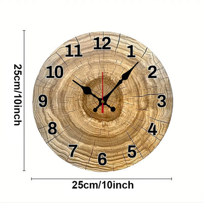 Tree Cross Section Wooden Round Silent Hanging Wall Clock, Suitable For Living Room, Office,Study Room, Bedroom, Home Decoration