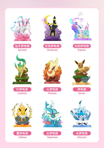 Anime Pokemon Funism Aventura Original Eevee Família Terno BlindBox Flareon Espeon Sylveon Action Figure Coleção Modelo de Brinquedo Presente