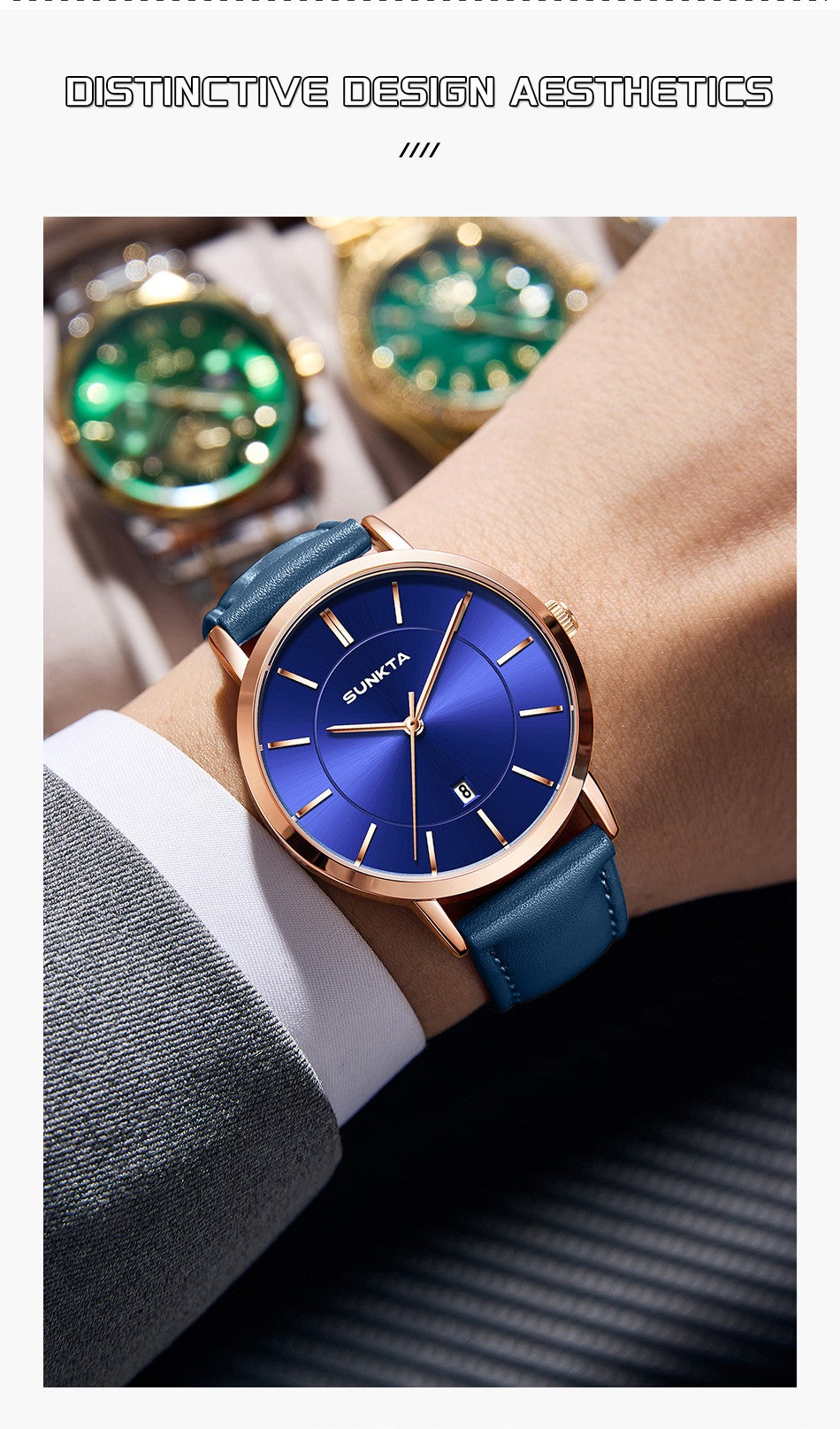 LIGE Sunkta Man Watch Fashion Luxury Waterproof Ultra Thin Date Casual Clock Leather Classic Quartz Watches for Men Reloj Hombre