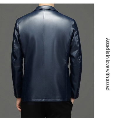2025 Autumn Winter Men's Genuine Leather Blazers Jackets Slim Fit Suits Coats Business Casual Genuine Leather Suits Jackets Male