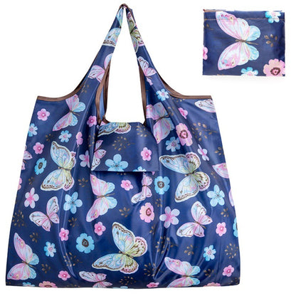 Portable Folding Shopping Bag Butterfly Flower Printing Grocery Bag Eco-friendly Reusable High-capacity Tote Bags 2024 New