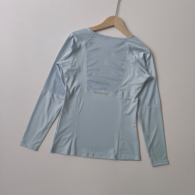 Women's Long Sleeve Workout Top Quick-Dry Slim Fit Running Shirt Breathable Yoga T-Shirt for Gym Training