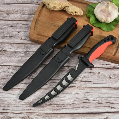 Faca Afiada para Peixe Cabo Oco de Plástico Faca de Filé de Peixe Faca de Desossar Aço Inoxidável Cutelo de Carne Descascador de Frutas de Cozinha