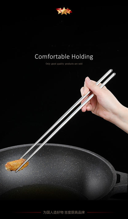 Hashis Ultra Longos de 36cm para Fritura Profunda Certificação LFGB Aço Inoxidável 304 Isolamento Térmico Hashis para Hotpot para Cozinha