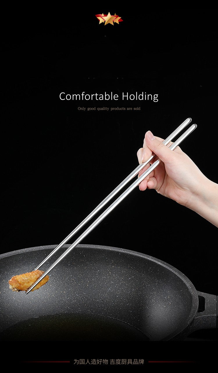 Certificação LFGB Hashis Ultra Longos para Fritura Profunda Aço Inoxidável 304 Isolamento Térmico Hashis para Hot Pot Talheres Antirrolamento