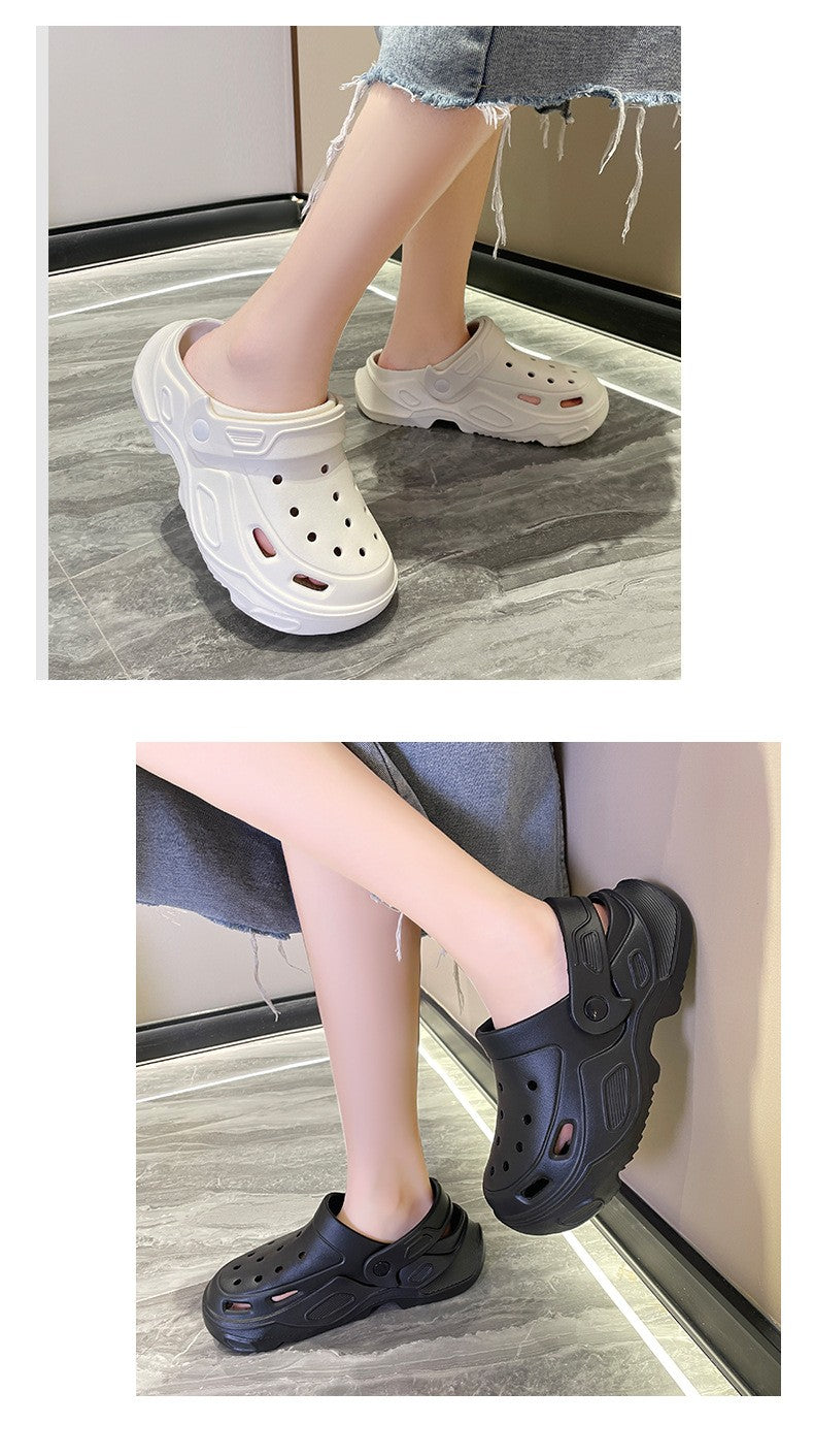 Plush slippers 2025 new winter men's and women's thick high heels soft-soled beach garden shoes home plush ripped slippers