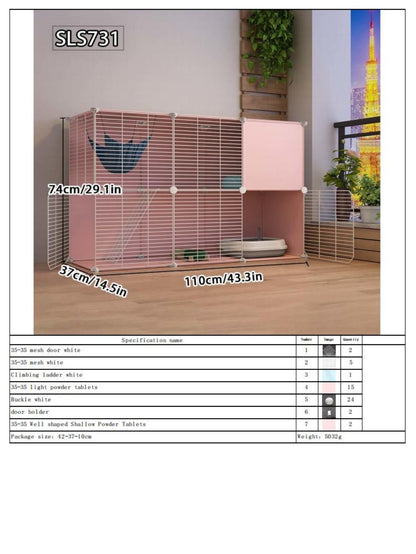 Gaiola para Gatos para Uso Doméstico, Casa para Gatos Interna com Espaço Livre, Abrigo para Gatos, Ninho para Gatos, Gaiola para Pets, Vila para Gatos Pequenos de Três Andares