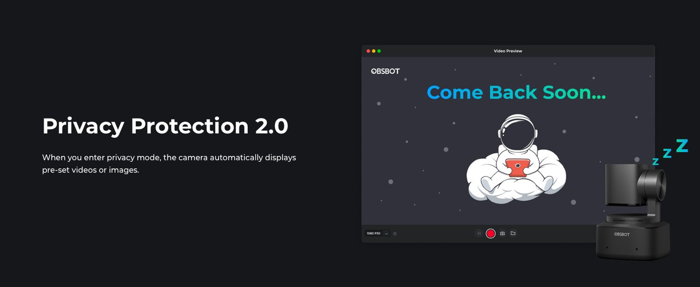 OBSBOT Tiny 2 Webcam 4K Voice Control PTZ, AI Tracking Multi-Mode & Auto Focus, Web Camera with 1/1.5" Sensor, Gesture Control,