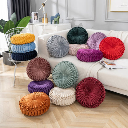 Velvet Pumpkin Pillow Backrest Lumbar Support Cushion Soft Round Solid Color Suitable for Sofa Bed Floor Office Chair