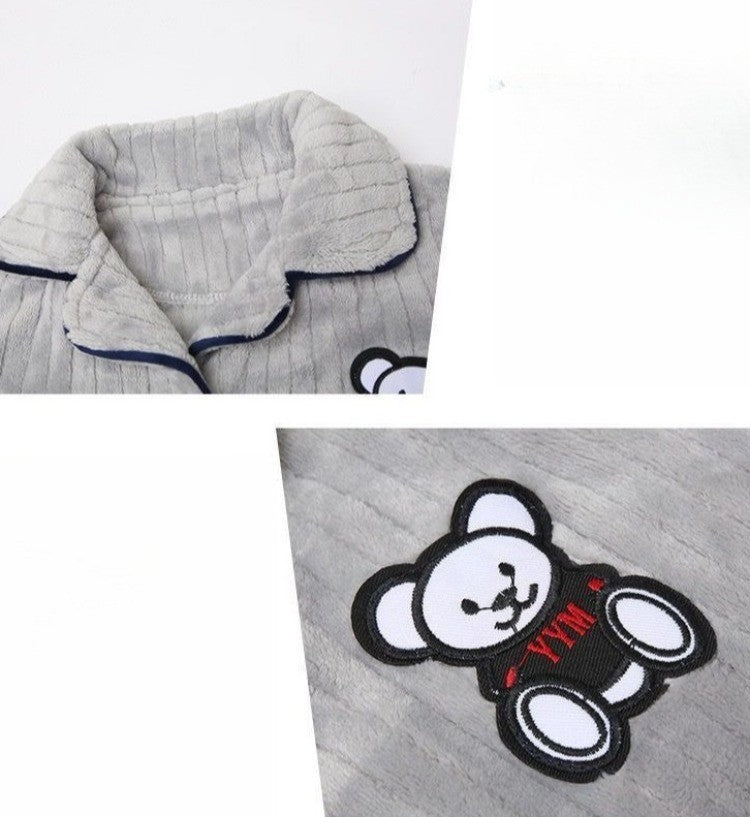 Boys Autumn Winter Thickened Flannel Coral Fleece Pajama Set Warm Kids Sleepwear Homewear