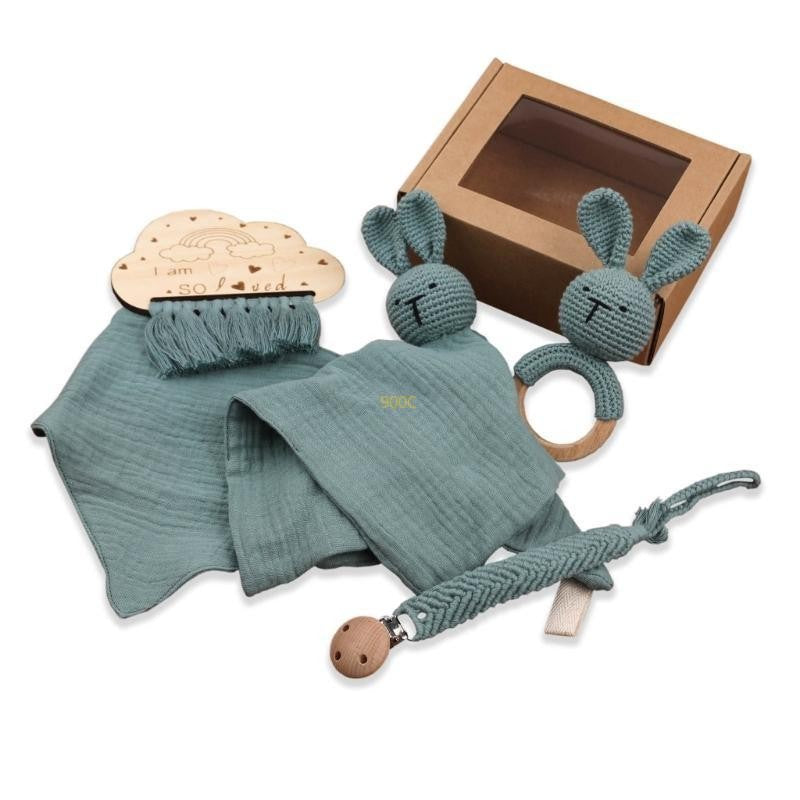 5Pcs Baby Soothing Doll Toy Burp Cloth Pacifier Chain and Teether with Tassels Board for Comfortable Teeth Care