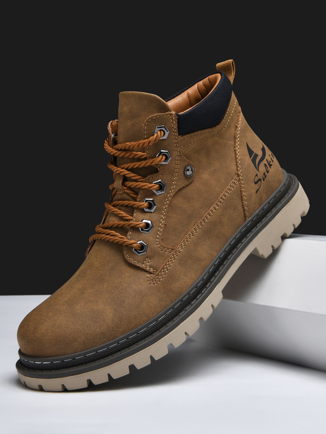 Botas Masculinas Feitas à Mão, Botas de Tornozelo de Inverno em Couro, Sapatos de Outono para Caminhada ao Ar Livre, Tênis, Botas Masculinas de Cano Alto, Calçados Antiderrapantes