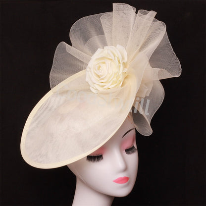 Fascinator Feminino Azul Marinho Chic Chapéu Elegante para Royal Ascot Millinery Noiva Casamento Coquetel Acessórios de Cabelo Véus e Acessórios para Cabeça