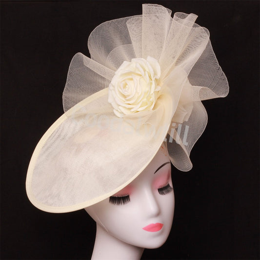 Fascinator Feminino Azul Marinho Chic Chapéu Elegante para Royal Ascot Millinery Noiva Casamento Coquetel Acessórios de Cabelo Véus e Acessórios para Cabeça