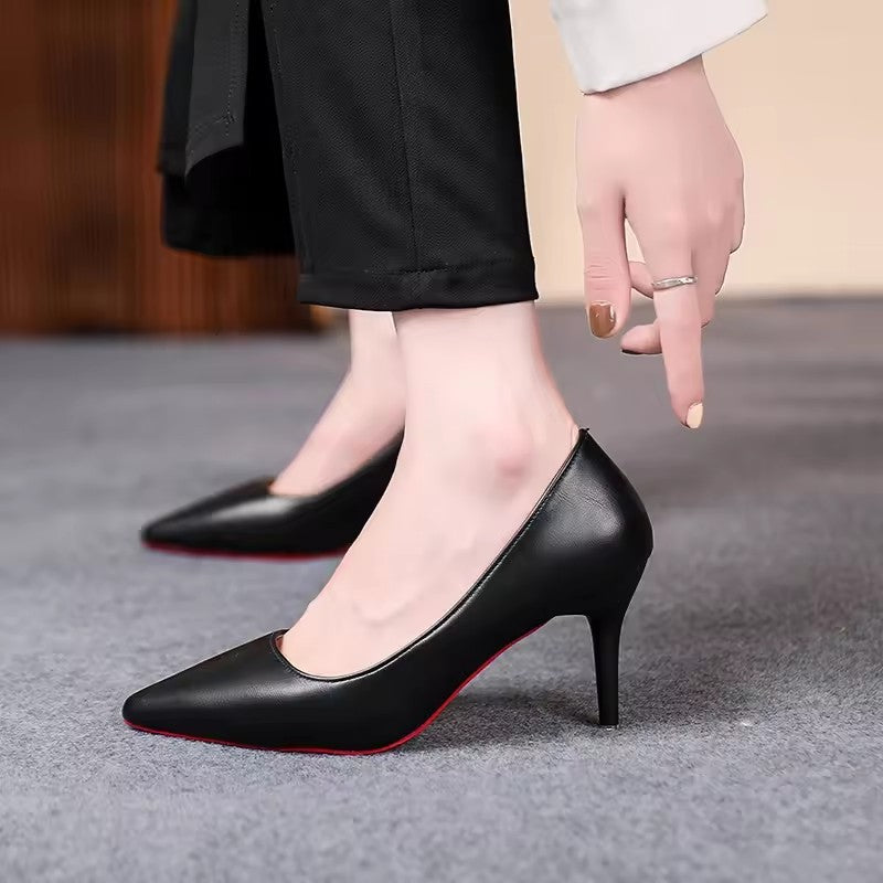 Sexy Fashion Red Sole Women's Pumps Matte Leather Stiletto Heels Shoes Classic Black Career Work Dress Shoes Ladies High Heels ?
