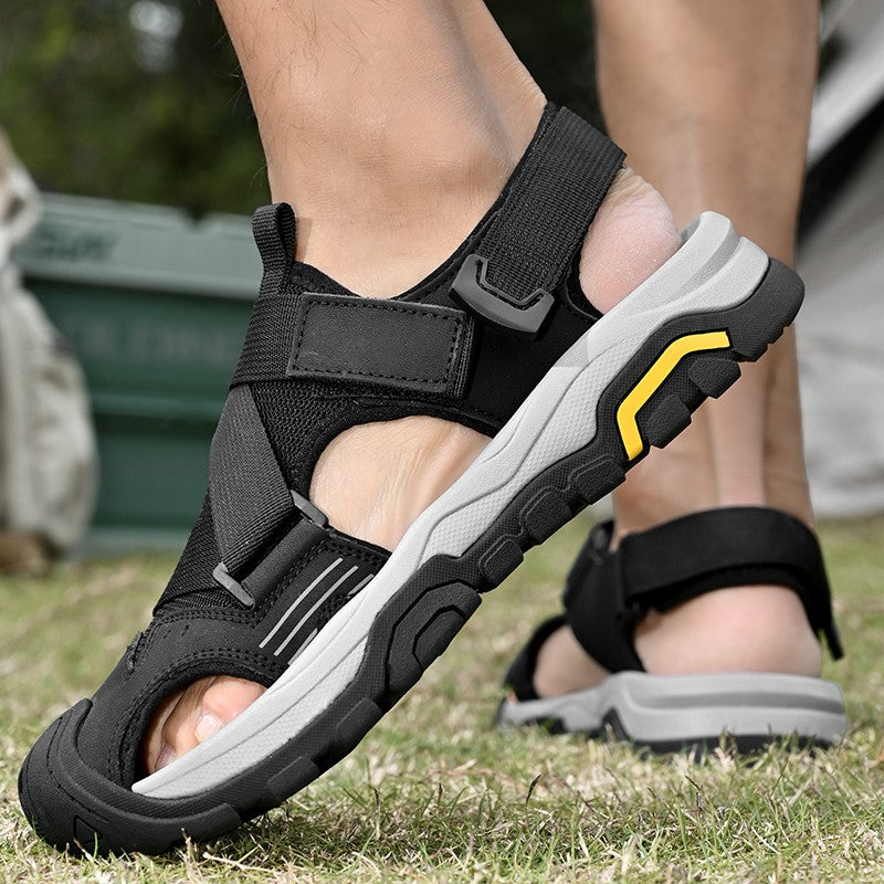 Non-Slip Sunnmer Fashion Flats Men's Breathable Sandals Lightweight Outdoor Sport Sandals Anti-collision Toe Male Beach Shoes