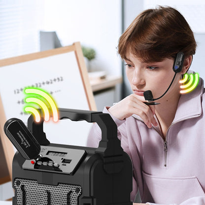 Sistema de Microfone de Mão e Headset Sem Fio 2.4G Amplificador de Voz de Longo Alcance para Palco e Ensino