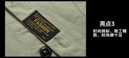 Spring Thin Shirt 2024 New Middle-aged Men's Retro Solid Color Hiking Fishing Top Simple Fashion Men's Long Sleeve Cargo Coat