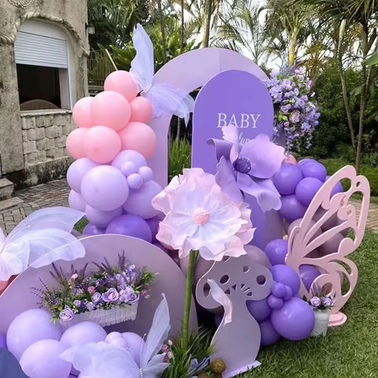 42pcs Pink and Purple Party Balloons Metallic Rose Red Purple Latex Balloons for Girls Birthday Wedding Party Decorations