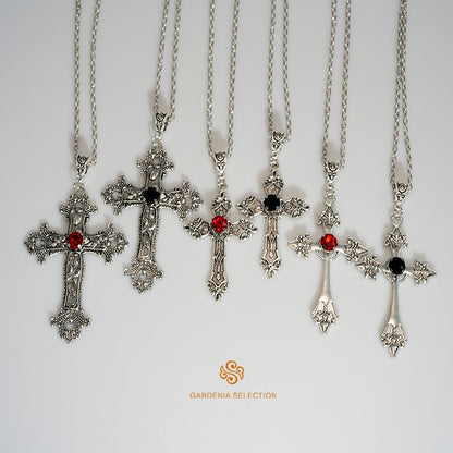 Colar com Pingente de Cruz de Cristal Estilo Punk Gótico Colar de Clavícula Joias Estéticas Presentes para Festa Masculino Feminino