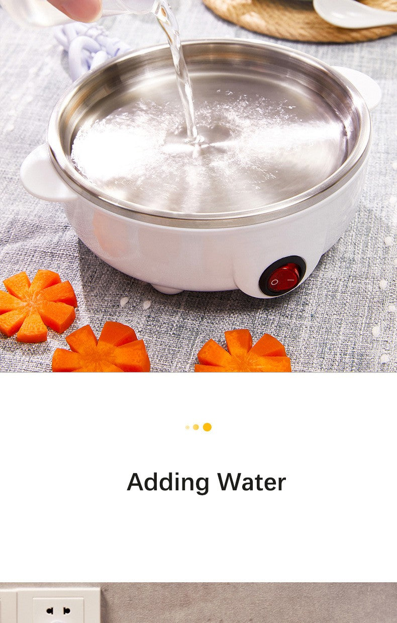 Panela de Cozinhar Ovo Elétrica Multifuncional Panela de Ovo de Camada Dupla Mini Vaporizador Cozedor de Ovo Máquina de Café da Manhã para Cozinha