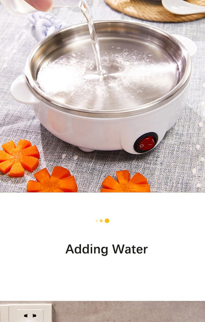 Panela de Cozinhar Ovo Elétrica Multifuncional Panela de Ovo de Camada Dupla Mini Vaporizador Cozedor de Ovo Máquina de Café da Manhã para Cozinha