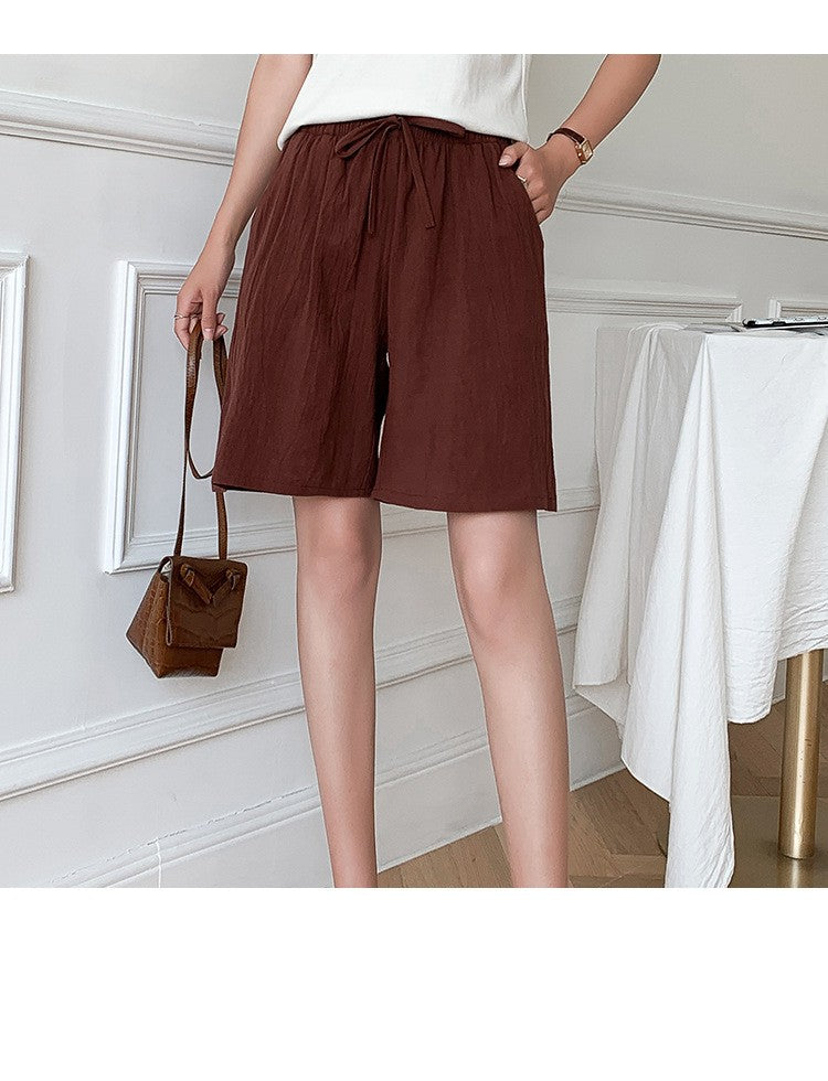 Women shorts Summer Casual Solid Cotton Linen shorts high waist loose shorts for girls Soft Cool female shorts M-3XL