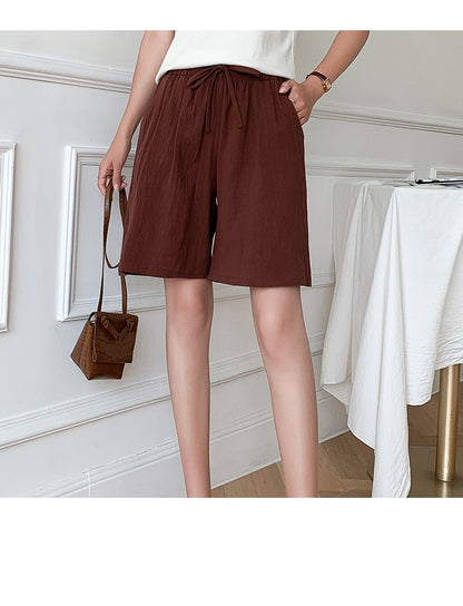 Women shorts Summer Casual Solid Cotton Linen shorts high waist loose shorts for girls Soft Cool female shorts M-3XL