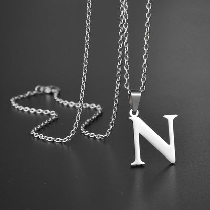 Colar de Aço Inoxidável com Pingente de Nome Letras A-Z do Alfabeto, Colares Minimalistas Iniciais para Homens e Mulheres, Presentes de Moda no Atacado