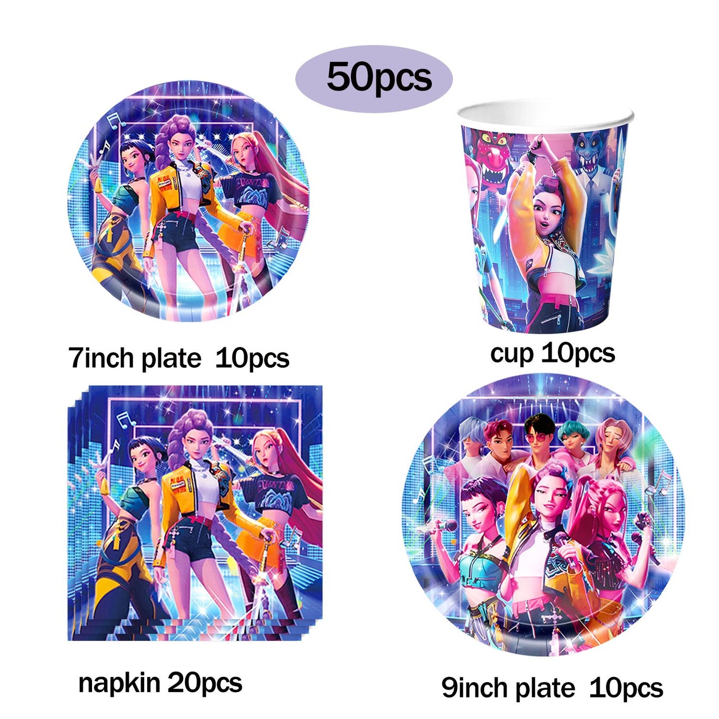 Hot K-Pop Birthday Party Decoration Set Kids Tableware Balloons Cups Plates Napkins Cake Topper Banner Gift Bag - Party Supplies