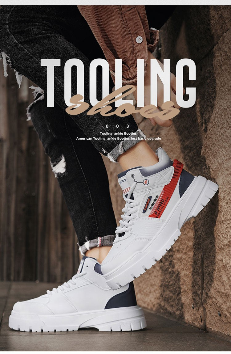 Tênis masculinos casuais de cano alto para outono, tênis de caminhada masculinos, tênis esportivos masculinos, tênis com sola macia para caminhada