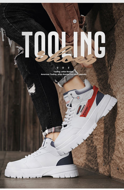 Tênis masculinos casuais de cano alto para outono, tênis de caminhada masculinos, tênis esportivos masculinos, tênis com sola macia para caminhada