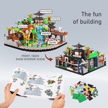 MOC Cidade Zoológico Animal Micro Blocos de Montar Conjunto de Tijolos Panda Leão Elefante Girafa Flamingo Kit Modelo de Parque de Animais Brinquedos Presentes