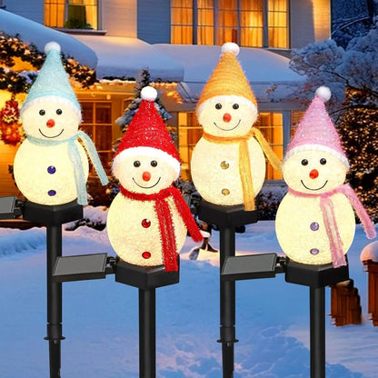 LED Snowman Solar Garden Light Outdoor Ground Stake Light Solar Powered Xmas Pathway Lights for Christmas Lawn Yard Decoration