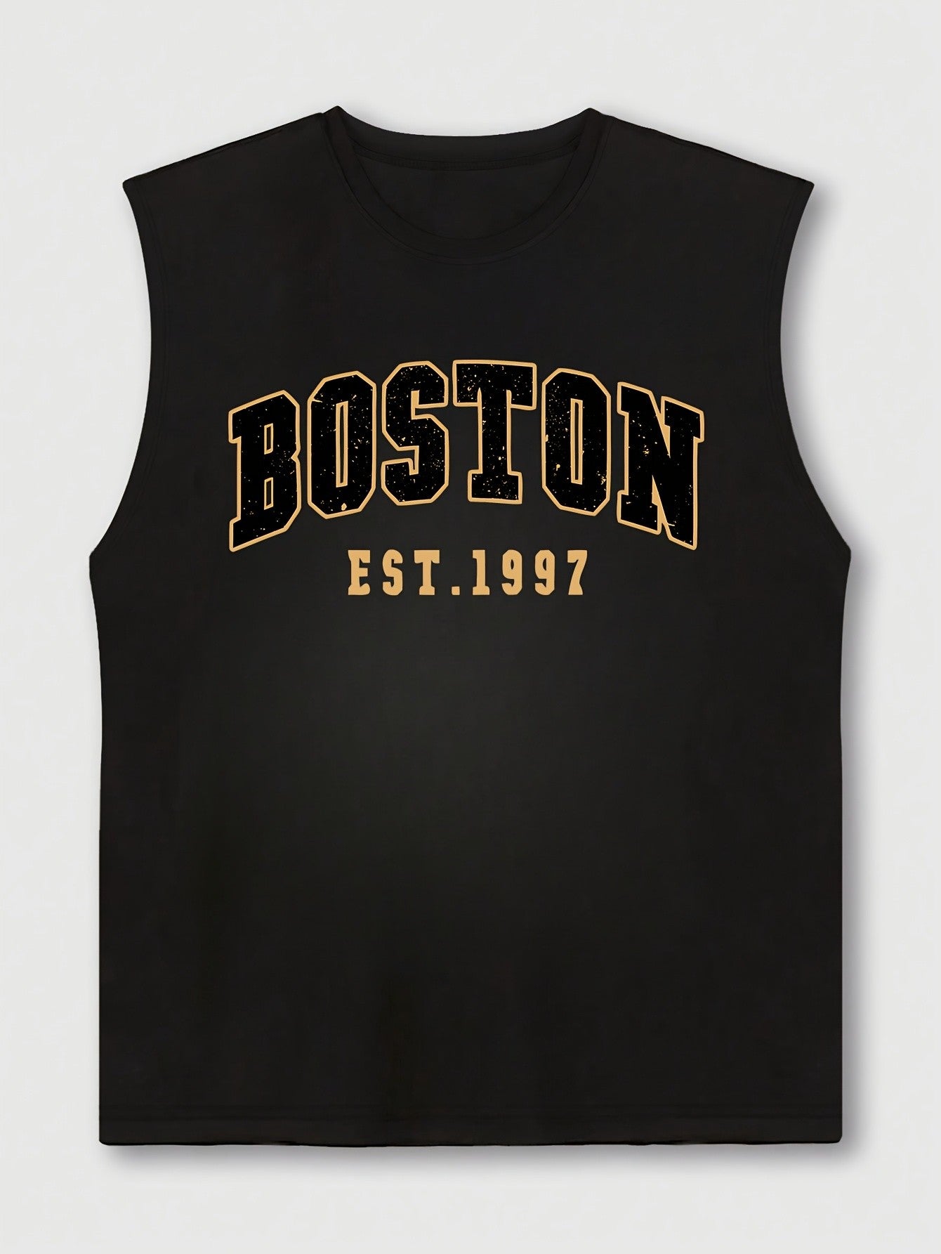 Men's summer fashion casual sports loose Boston est 1997 Print comfortable breathable round neck sleeveless vest