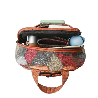 Mochilas Duráveis de Ombro Masculinas e Femininas - Mochila Casual Moderna Estilo Patchwork Versátil para Viagem