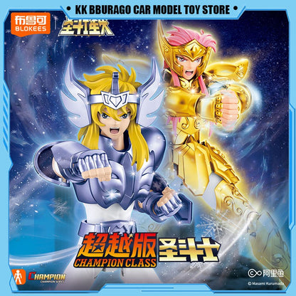Novos Blokees Saint Seiya Champion Version Camus de Aquário Hyoga de Cisne Bonecos de Ação Kit de Montagem Modelo Coleção de Estatuetas