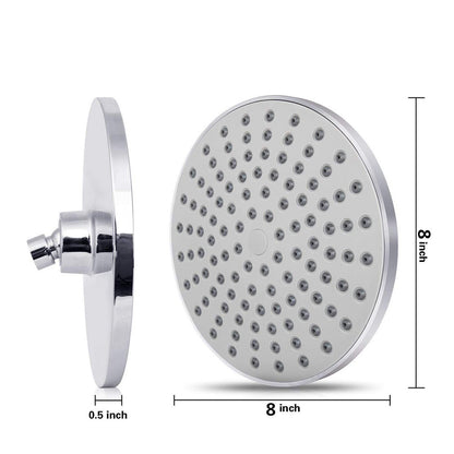 High Pressure Shower Head 8 Inch Rain Showerhead G1/2 Adjustable Bathroom Shower Head Spray Showerhead Polished Chrome Bath Rain