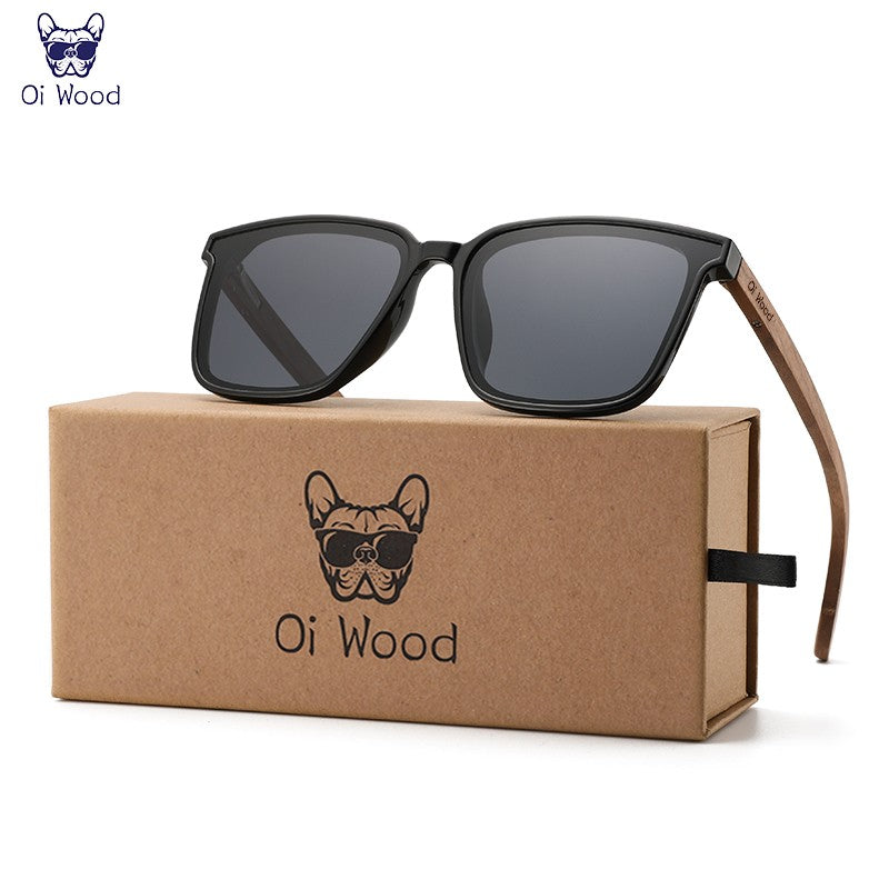 Oi Wood Óculos de Sol Quadrados para Homens e Mulheres Óculos de Madeira Lentes Azuis Polarizadas Óculos Masculinos Óculos de Luxo
