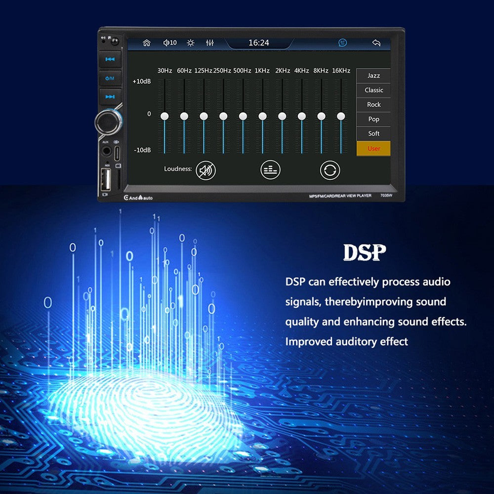 ESSGOO Rádio Automotivo 7 Polegadas 2 Din Carplay Android Auto Universal Multimídia Automotiva Autorrádio DSP Tela Sensível ao Toque HD FM Bluetooth
