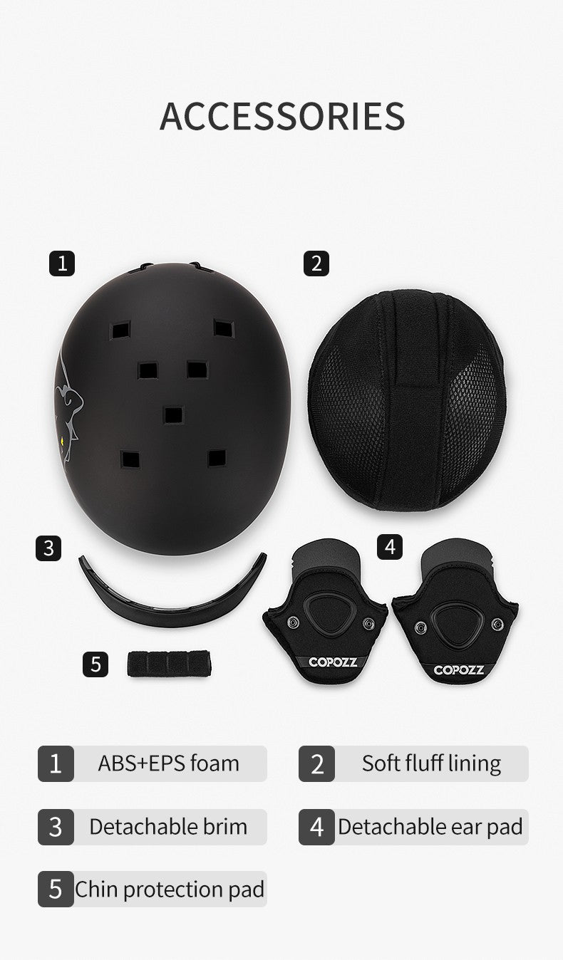 COPOZZ Novo Capacete de Esqui Unissex com Certificado, Meio-Coberto, Anti-impacto, Para Adultos e Crianças, Segurança na Neve, Capacete de Snowboard