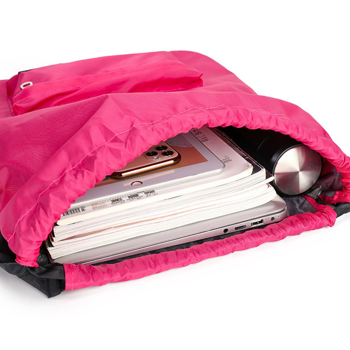 Bolsa feminina de lona Oxford com cordão leve, mochila esportiva de nylon para viagem, bolsa de caminhada versátil de grande capacidade