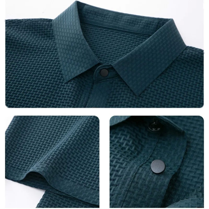 Summer New Embroidered Silk Elastic Polo Shirt for Men's Luxury Trend Fashion Leisure Breathable Cool Short Sleeved T-shirt Top