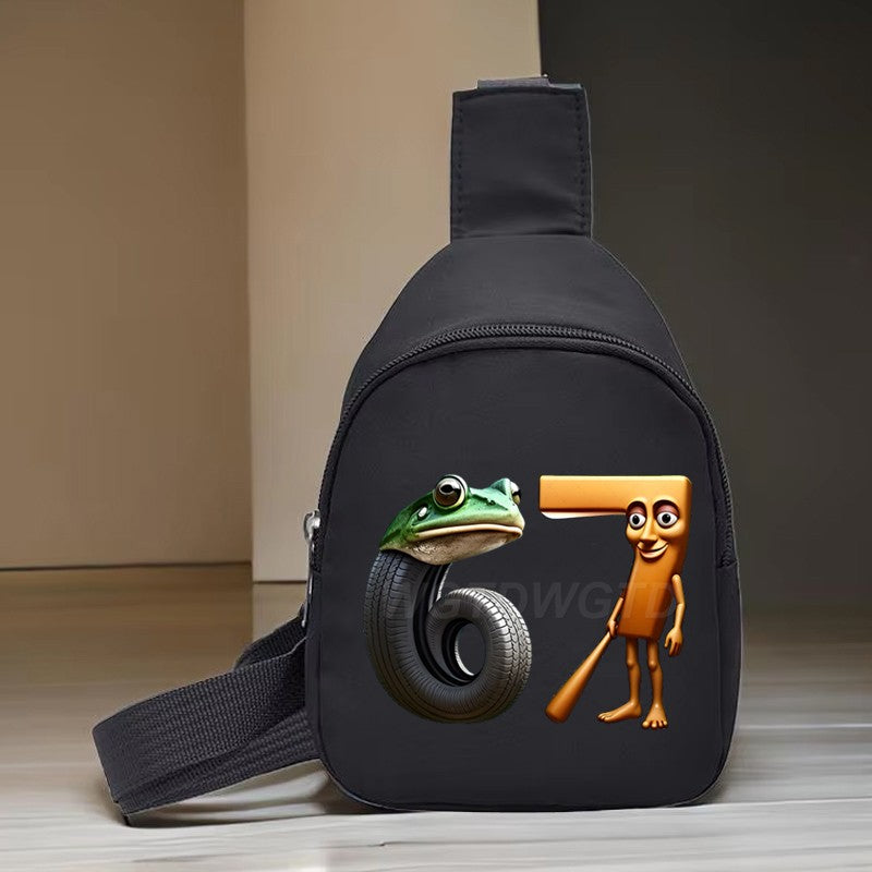 Bolsa de Peito Infantil Italiana Brainrot Engraçada Número 6 7 Estampa Infantil para Menina Menino Tung Tung Tung Sahur Memes Engraçados 6 7 Mini Bolsa