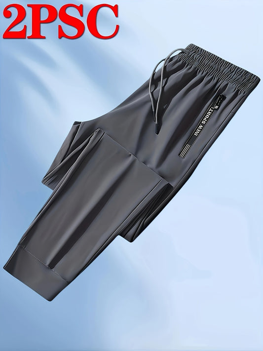 2-Pack Men's Sports Trousers High Stretch Men's Jogging Pants Quick-Drying Sweatpants Baggy Man Fishing Gym Sportswear Pants