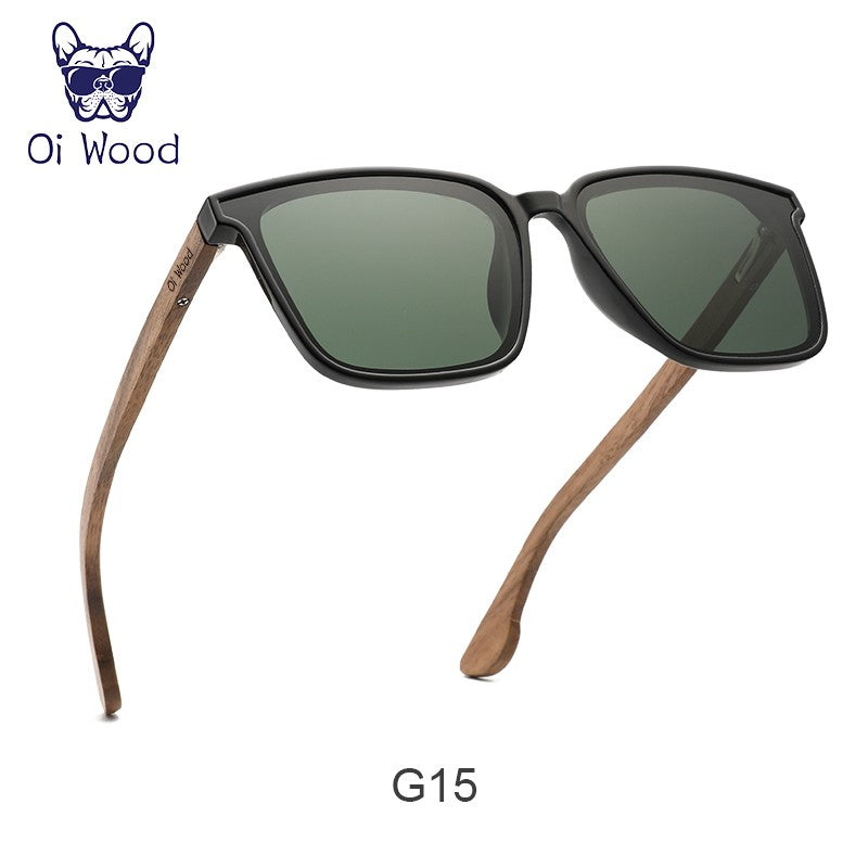 Oi Wood Óculos de Sol Quadrados para Homens e Mulheres Óculos de Madeira Lentes Azuis Polarizadas Óculos Masculinos Óculos de Luxo